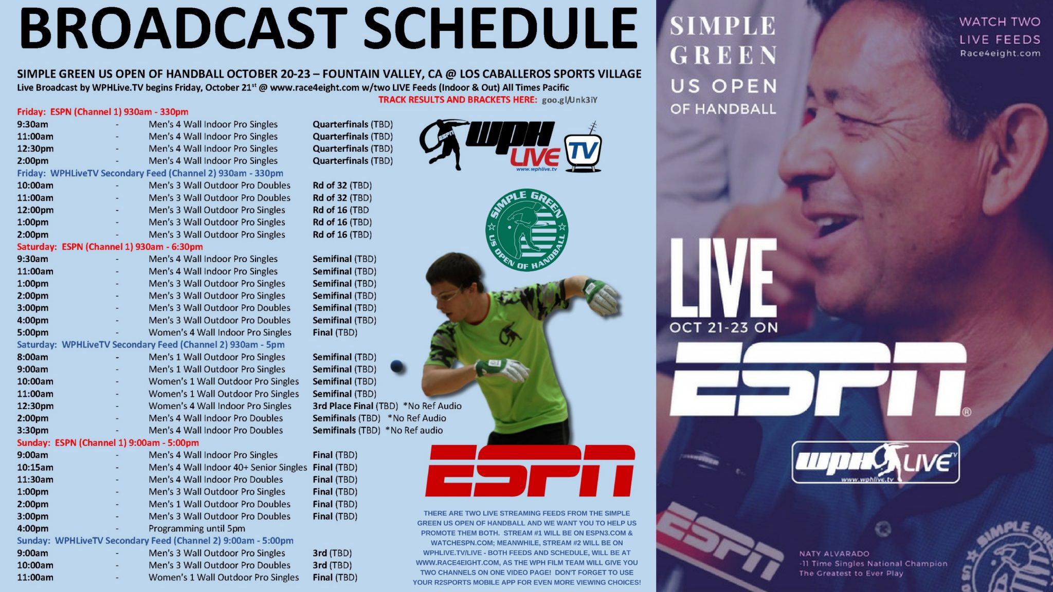 WPHLiveTV/ESPN3 US Open Broadcast Schedule